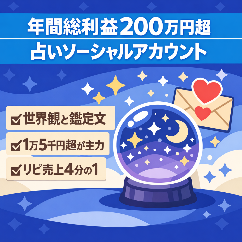 【総利益200万円超(年間)】スピ系占いSNSアカウント【＋濃いリピーター】