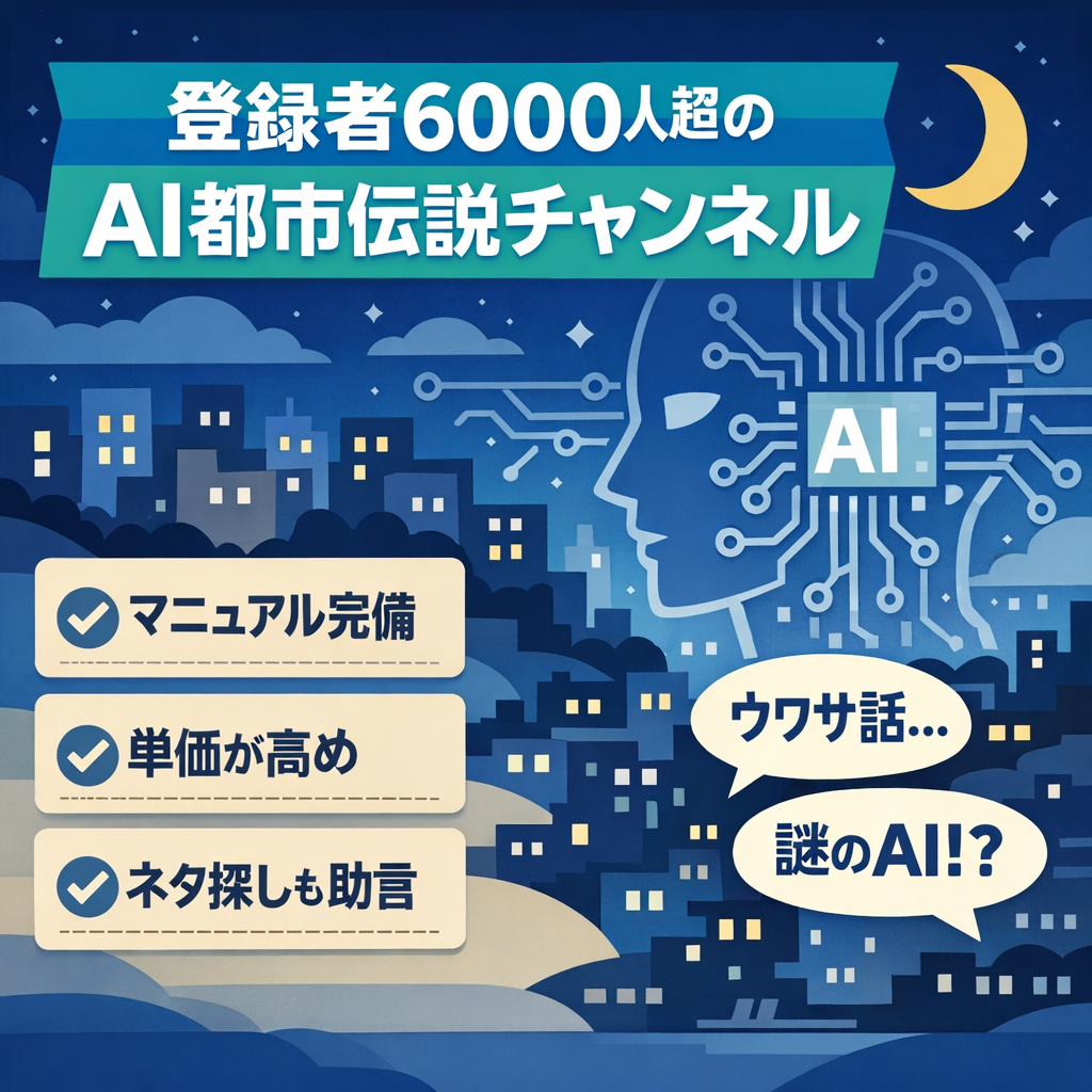 AI使用の都市伝説系のYoutubeチャンネル。登録者6000人以上！