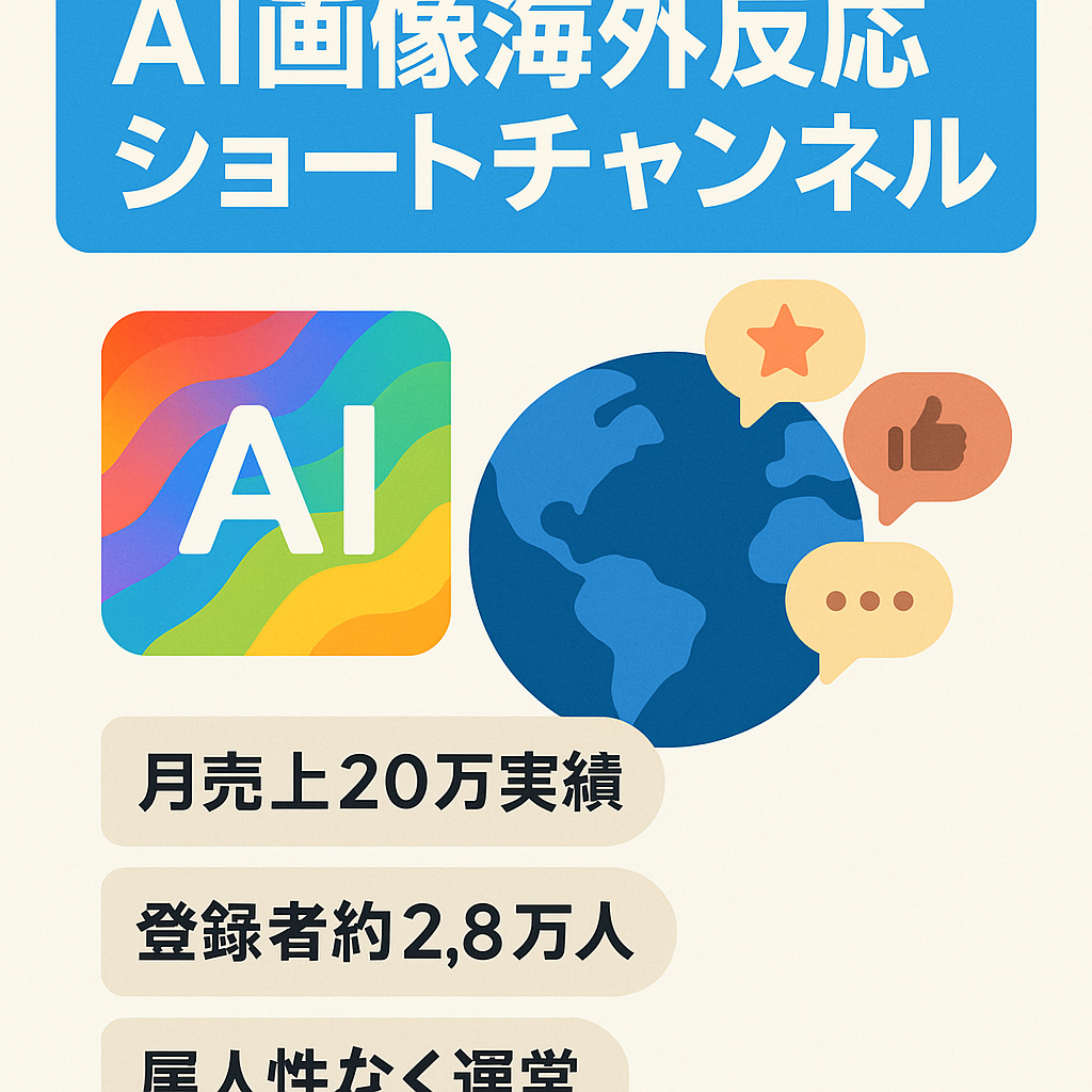 【早い者勝ち/値下げ交渉可能】流行りのAI画像を用いた海外の反応系ショート動画Ch【登録者約2.8万】