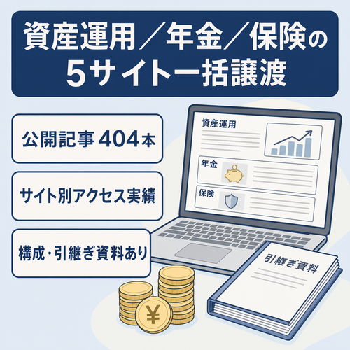 【記事404本・引継ぎ資料あり】NISA・iDeCo・保険など金融系WordPress5サイト一括譲渡