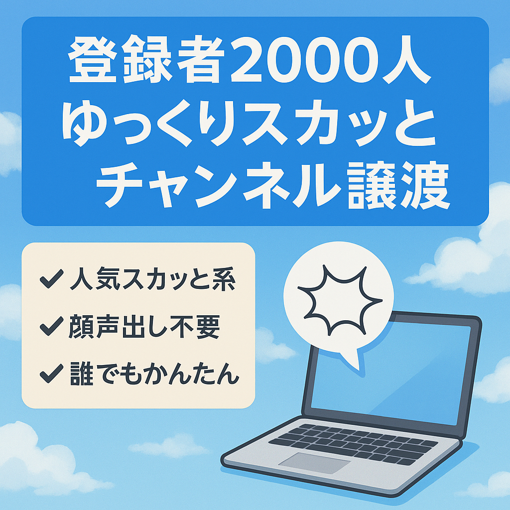 【チャンネル登録2,000人超】ゆっくりスカッとチャンネルの譲渡