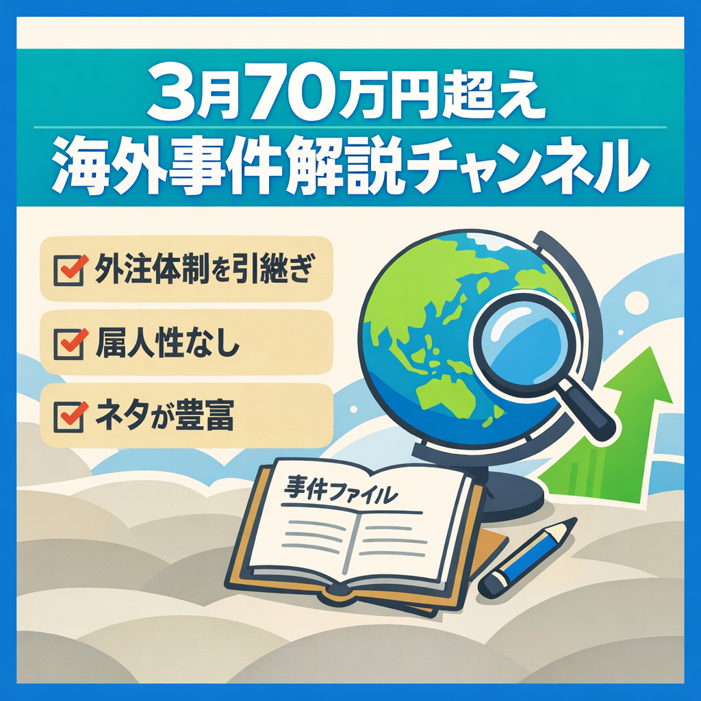 【3月70万円超え】海外事件解説CH・非属人、外注引き継ぎ