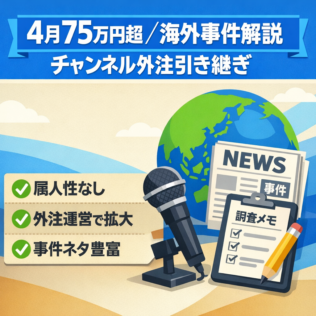 【4月75万円超え】海外事件解説CH・非属人、外注引き継ぎ