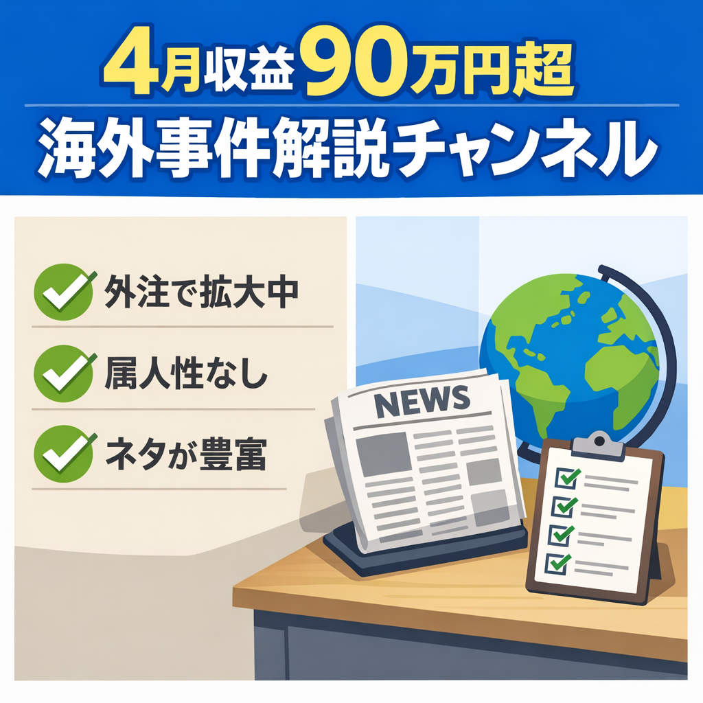 【4月90万円超え】海外事件解説CH・非属人、外注引き継ぎ