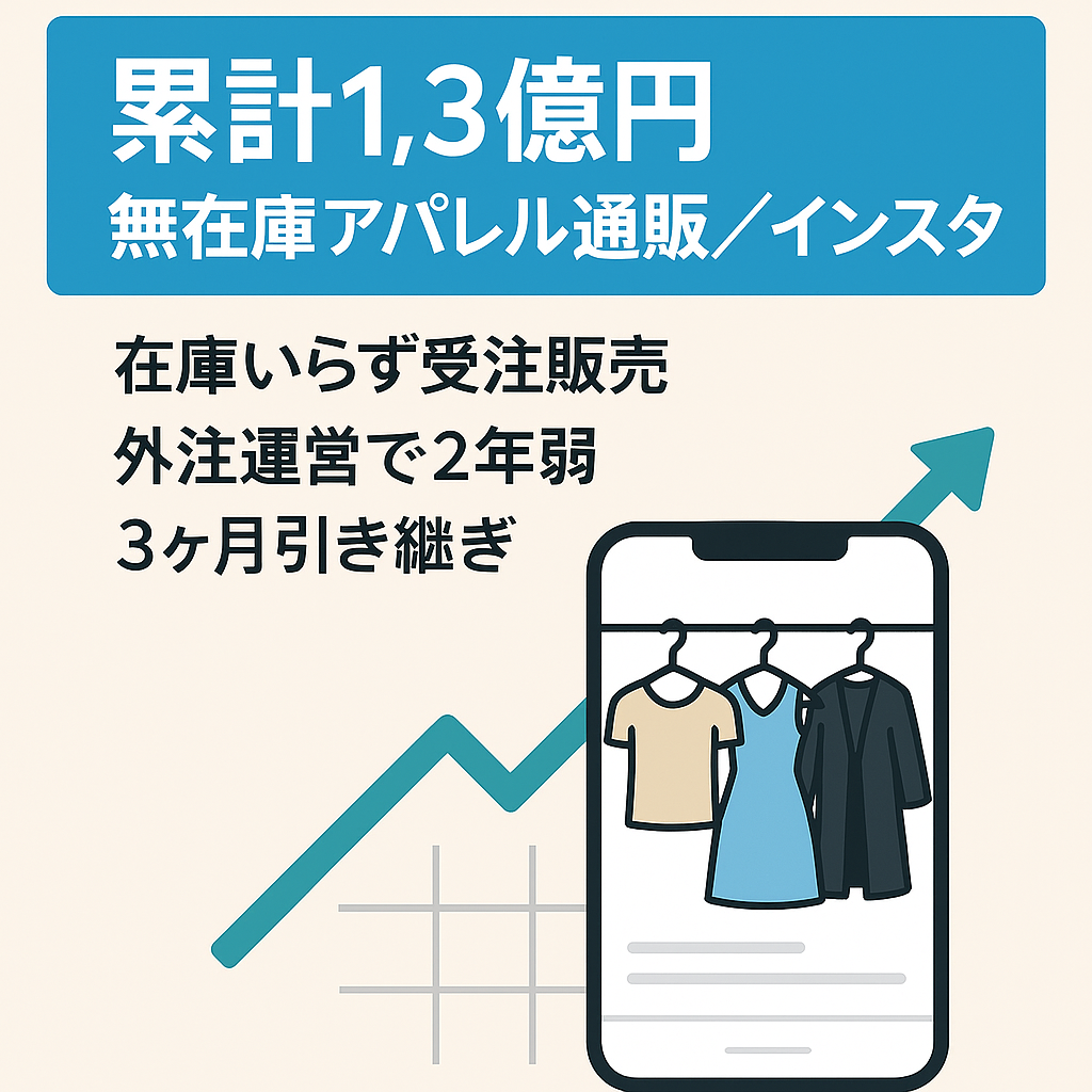 【累計売上1.3億円越】無在庫アパレルECサイトと5万人フォロワーのインスタアカウント：株式譲渡もしくは事業譲渡