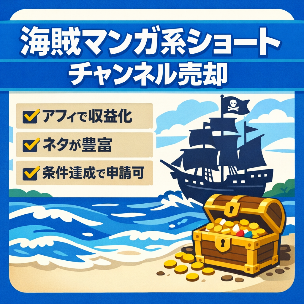 【収益化申請前/アフィリエイト収益】大人気海賊漫画のショートチャンネル【値下げ交渉大歓迎】