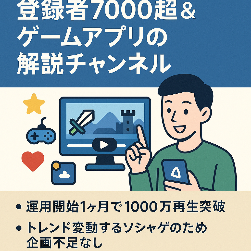 【早い者勝ち】登録者7000超＆ゲームアプリの解説チャンネル【2024年11月収益36万以上】