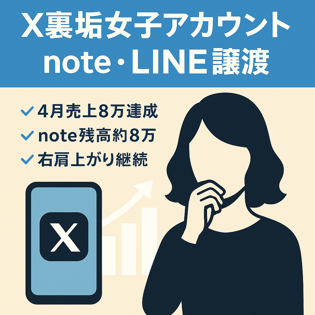 【4月売上8万超え】今流行りのX（Twitter）裏垢女子アカウント『noteアカウント、公式LINEアカウントも譲渡』