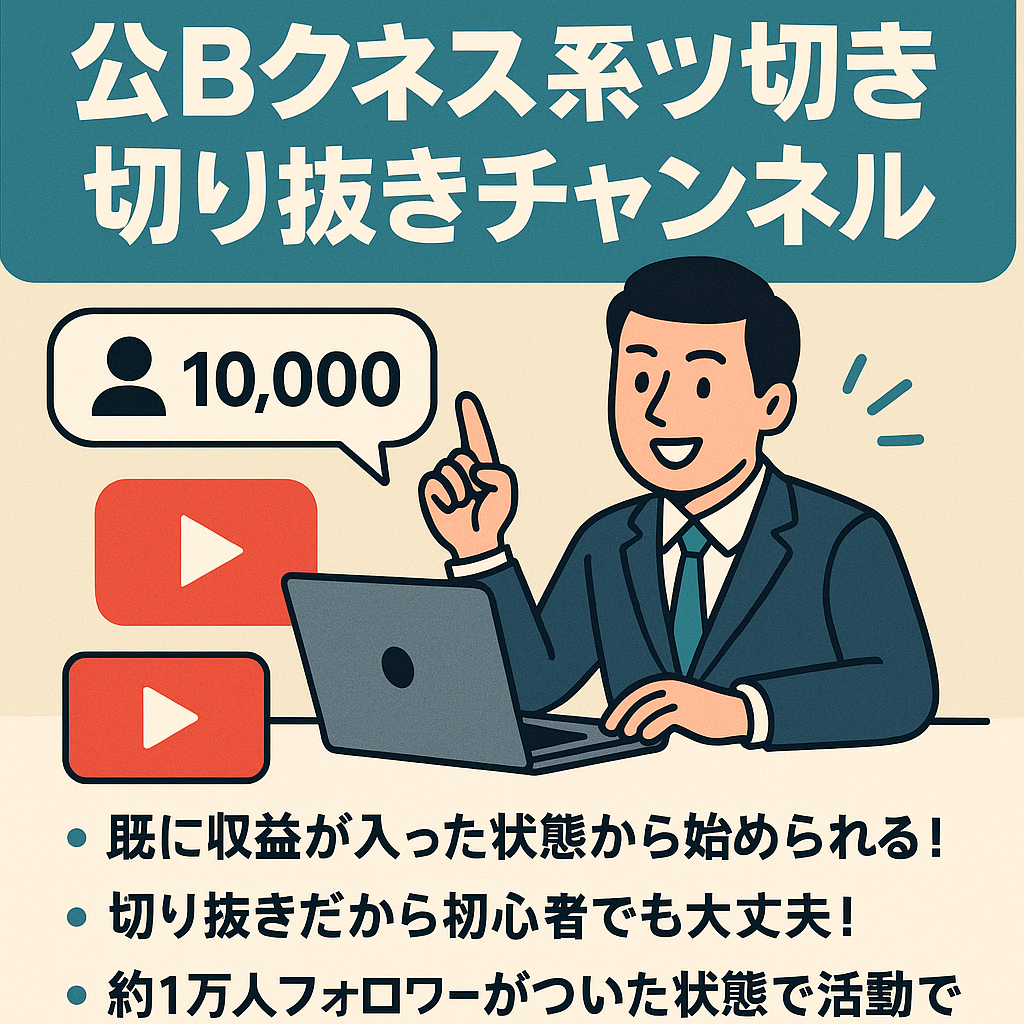【訳あり/総視聴回数1000万回超&FW約1万人】人気ビジネス系YouTuber切り抜きチャンネル