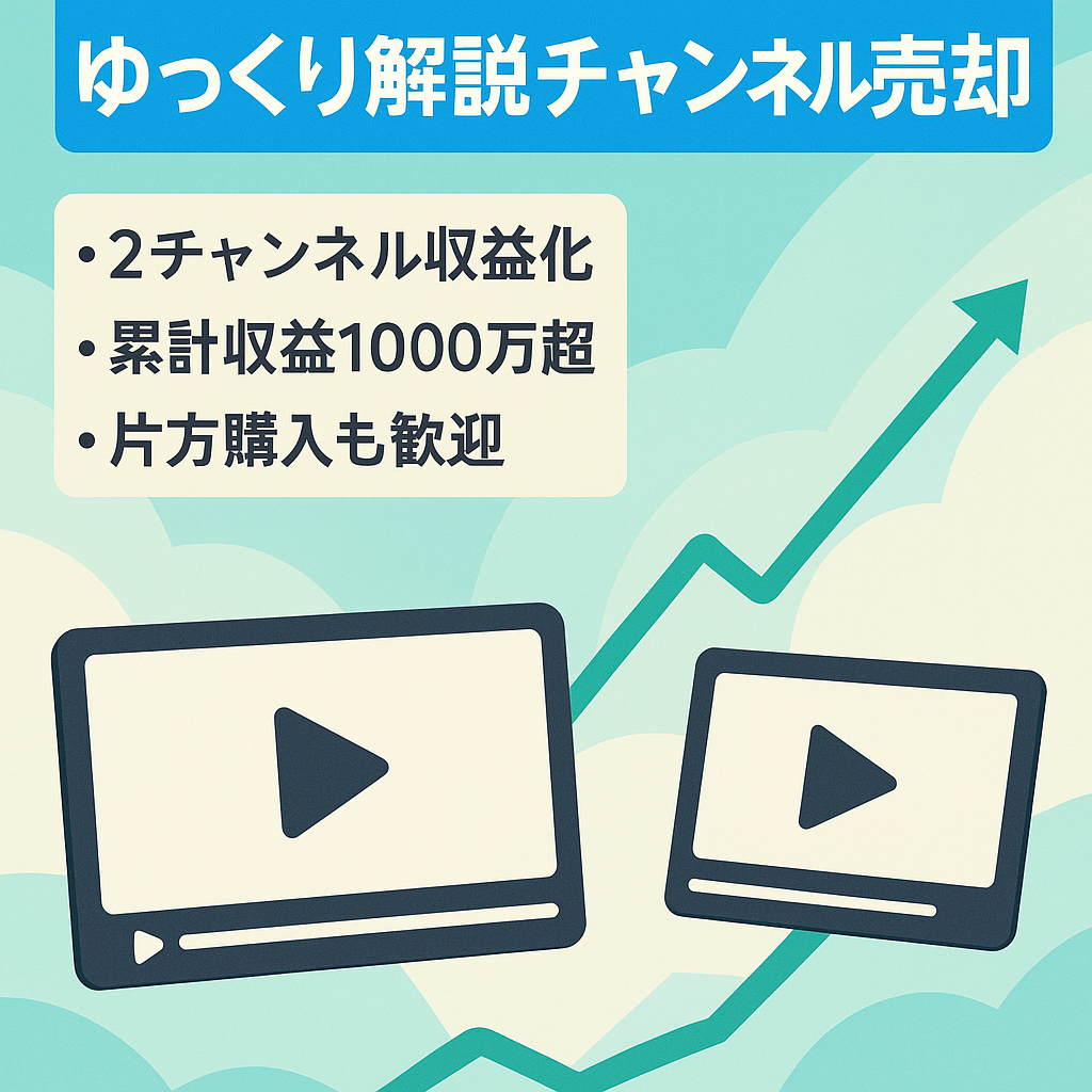 【YouTubeチャンネル登録42,000人+5300人】のゆっくり解説ch×2のセット販売（片方のみも可能です！）