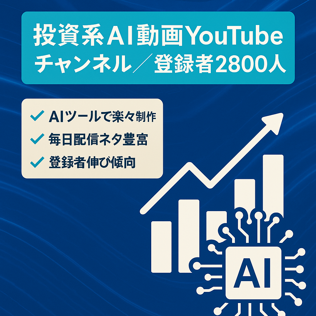 【AI動画ツール使用のYouTubeチャンネル】投資系チャンネル登録者約2800人