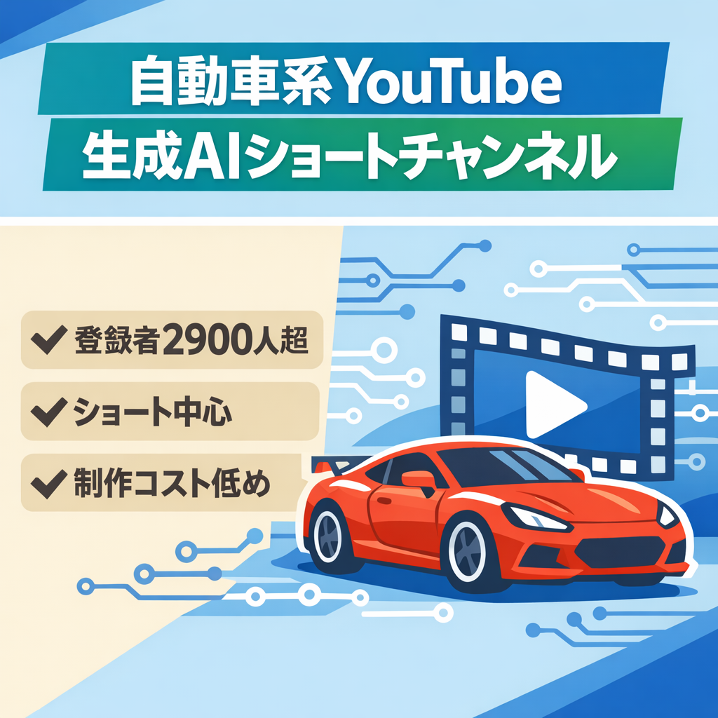 【登録者数2900人超え】YouTube生成AIショート動画チャンネル（自動車系多め）