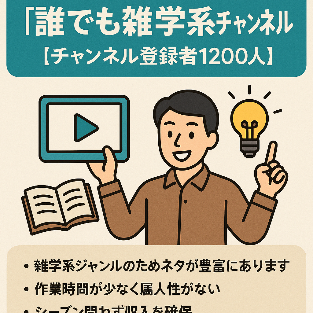 【早い者勝ち！】誰でも運営可能な雑学系チャンネル【チャンネル登録者1200人】