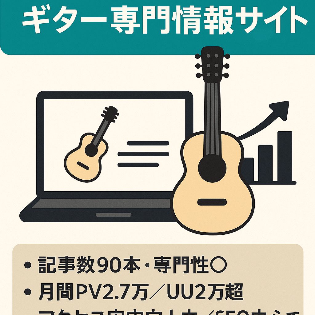 【月20000PV】SEOメインで集客しているギター専門情報サイト