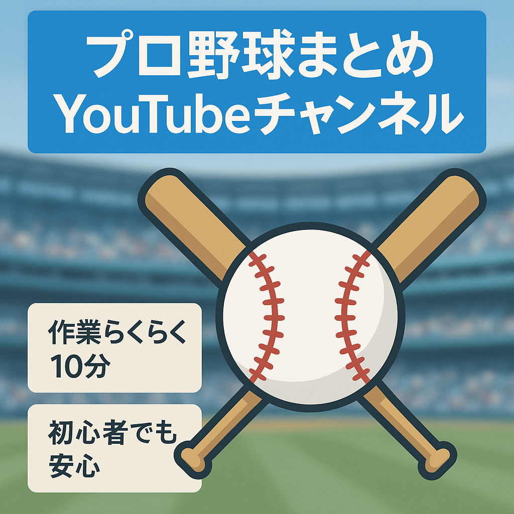 プロ野球まとめサイト【チャンネル登録2100人】10分で動画編集終わる簡単作業