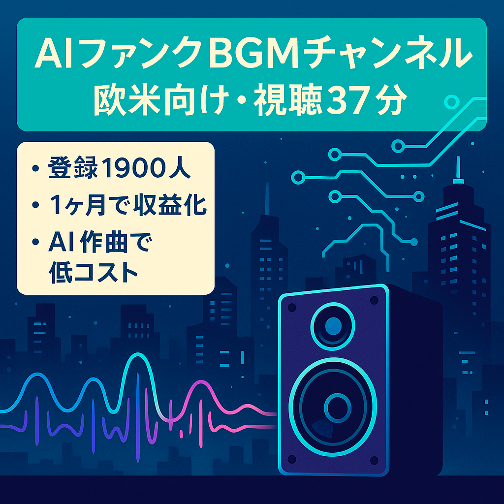 【登録1.9千人/視聴者層：欧州・欧米圏】AIファンク系音楽BGMチャンネル・平均視聴時間37分