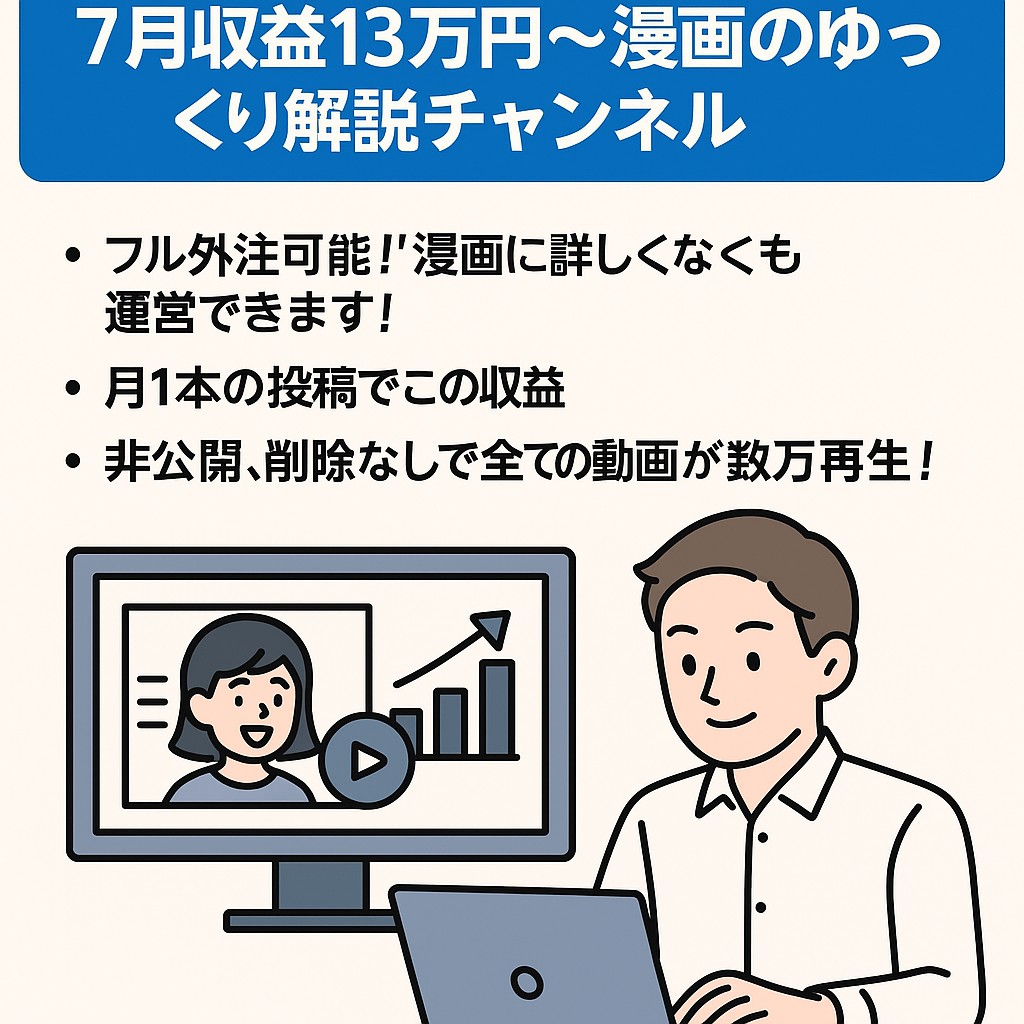 【全ての動画が数万再生！】7月収益13万円〜漫画のゆっくり解説チャンネル【属人性なし】