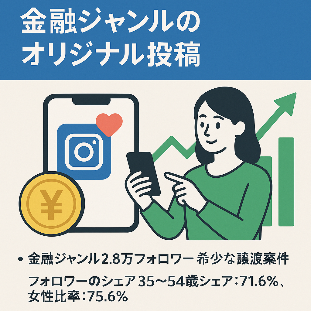 【Instagramフォロワー2.8万人】総売上100万円越え・金融ジャンル・オリジナル投稿