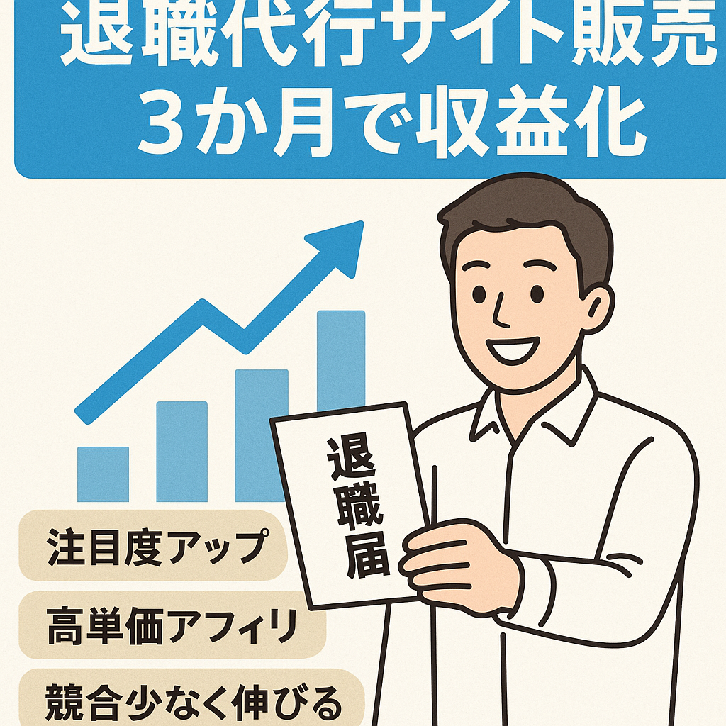 【アクセス増加・運営3か月で収益あり】今話題の退職代行特化サイト/タイトル100個付き