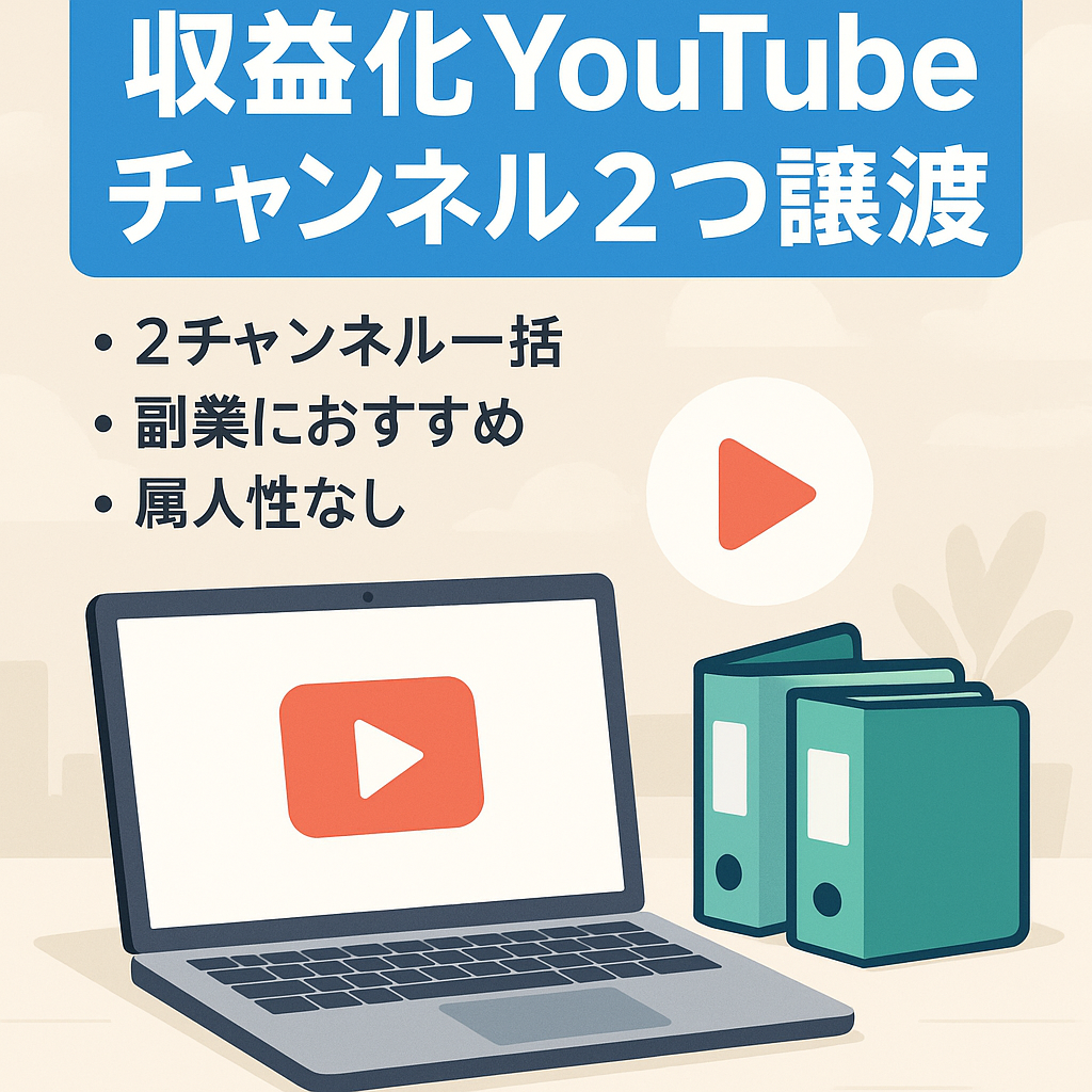 【収益化済みチャンネル＋オマケ訳ありチャンネル】YouTube２チャンネルまとめて譲渡します！値段交渉歓迎！