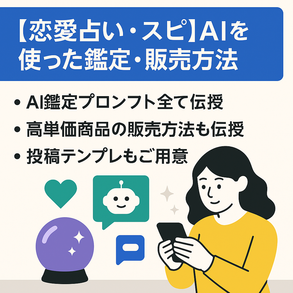 【恋愛占い・スピ】AIを使った鑑定・高単価商品販売方法を全てお伝えします・インスタ3000人公式LINE1000人