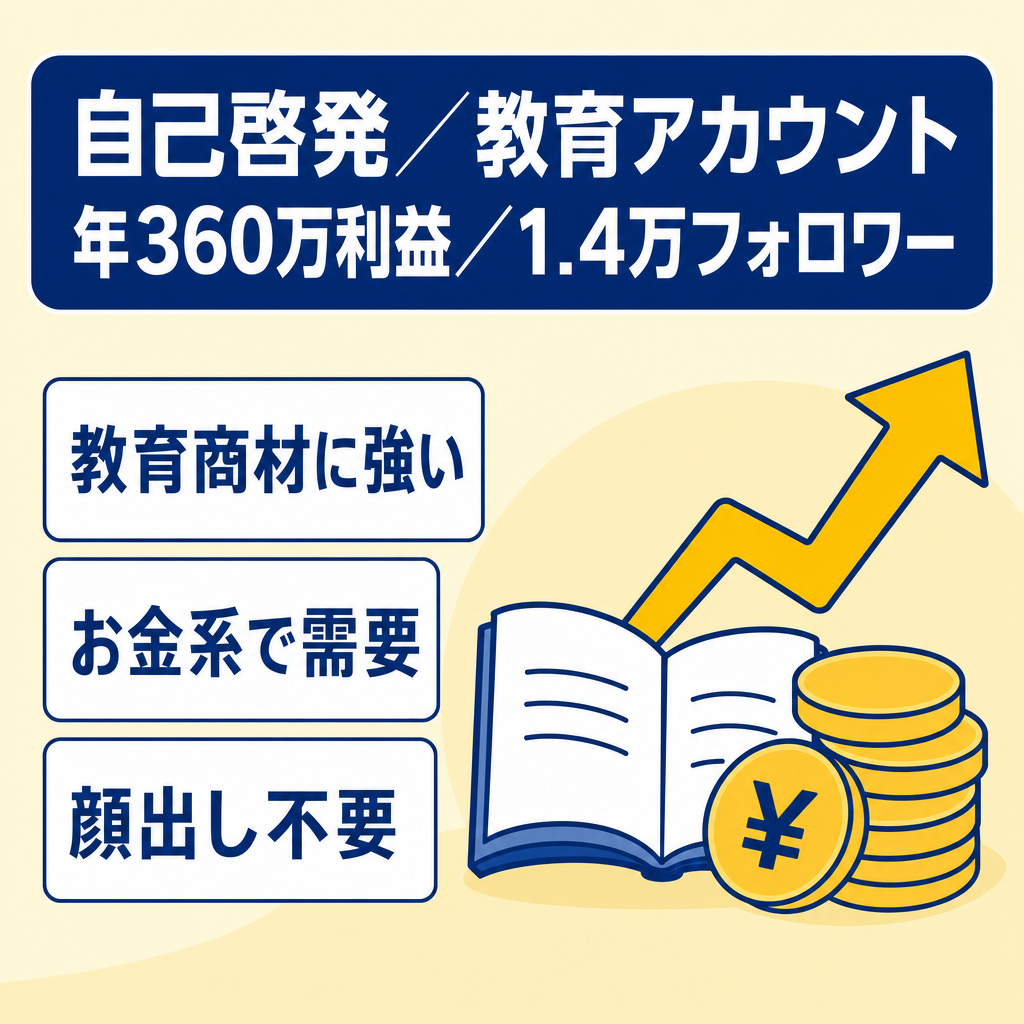 自己啓発　教育　1.4万フォロワー　年間360万利益が出たアカウント
