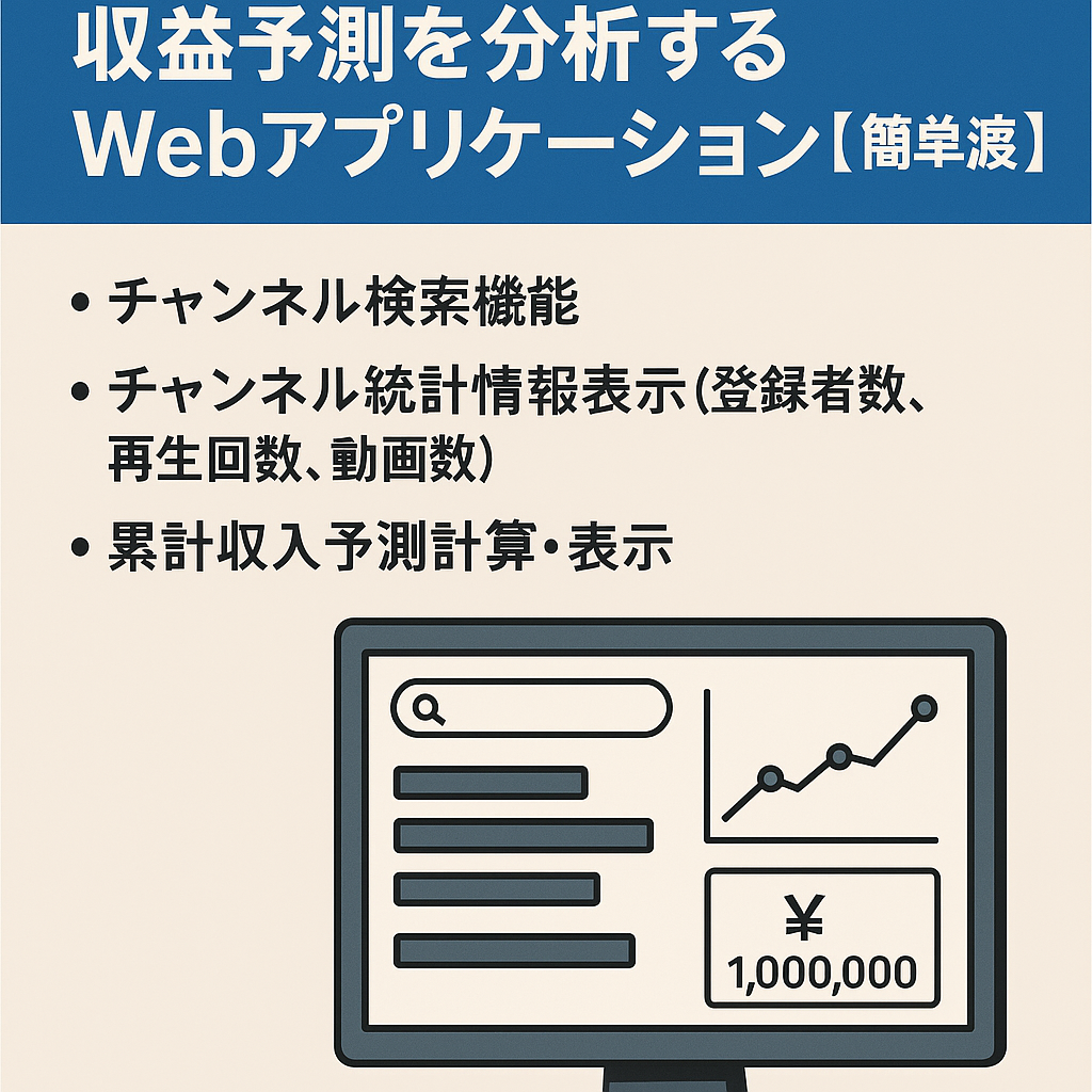 YouTubeチャンネルの統計情報と収益予測を分析するWebアプケーション【簡単譲渡】