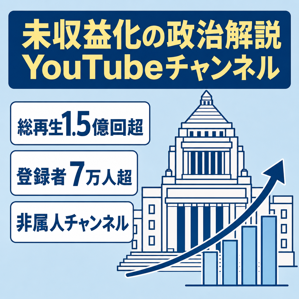 未収益化【政治系ジャンル】非属人 /政治解説ジャンル/ 総再生1億5000万超え／登録者7万人超え /