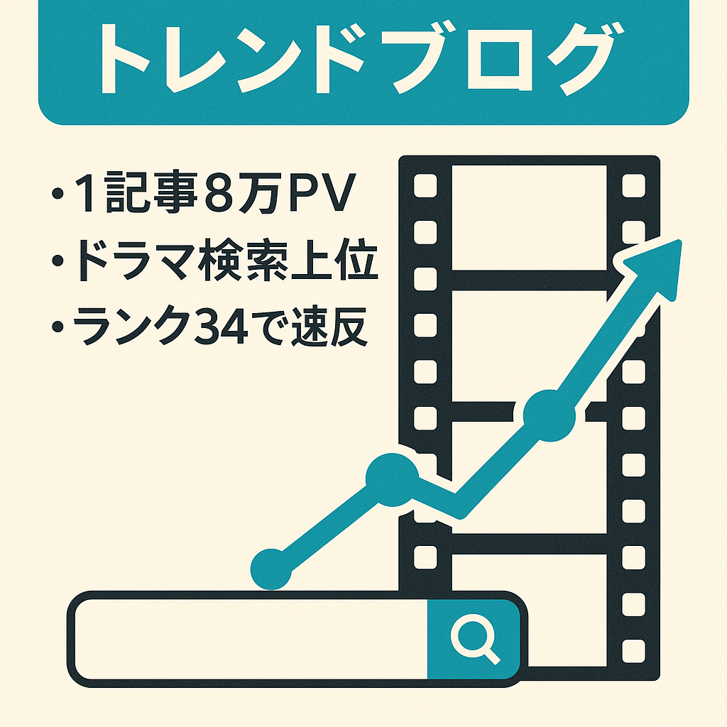 ※最終値下げ【トレンドブログ】で1記事で8万PV以上獲得!現在放送中ドラマ上位表示中!映画公式中古ドメイン使用!