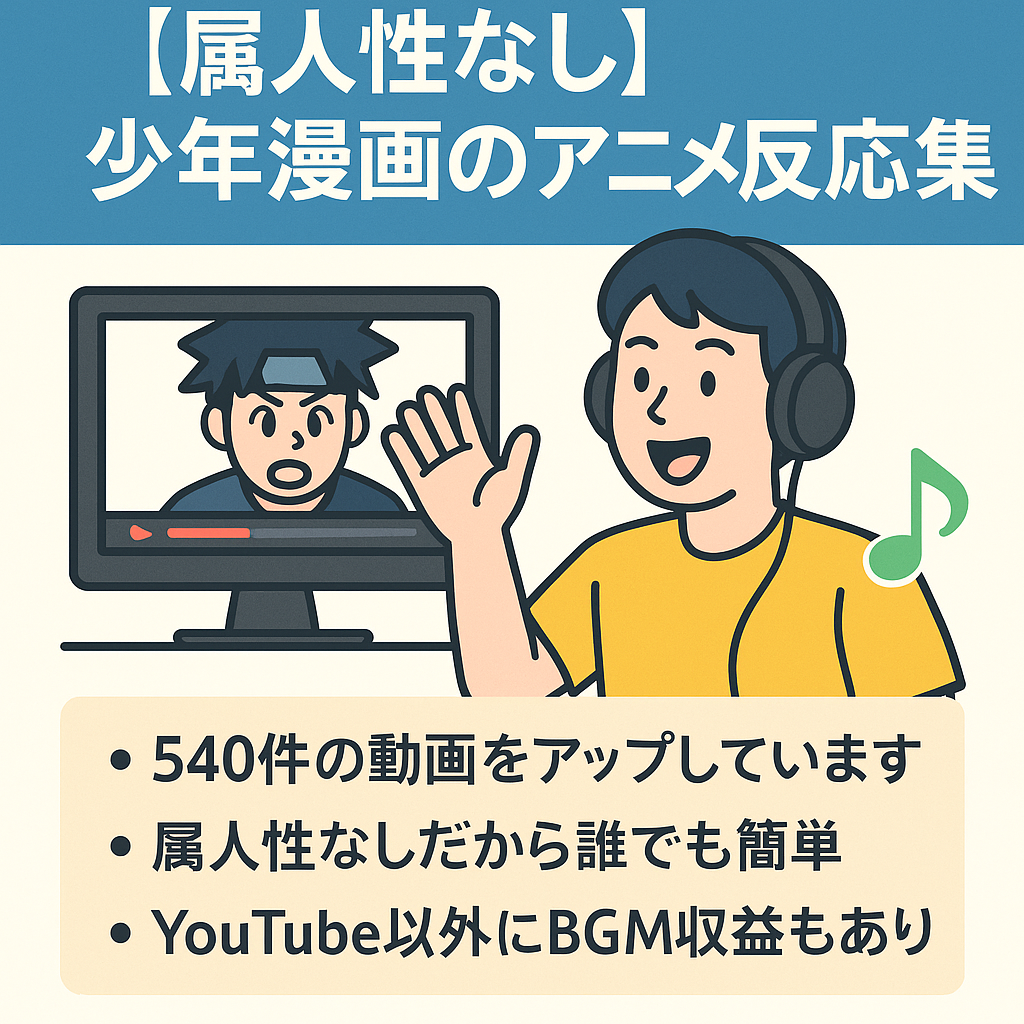 属人性なしの少年漫画のアニメ反応集 YouTube収益に加えて別途BGM収益も認可済