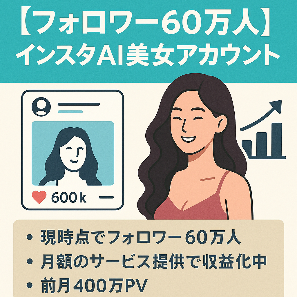 【フォロワー60万人 】インスタAI美女アカウント月間PV250万