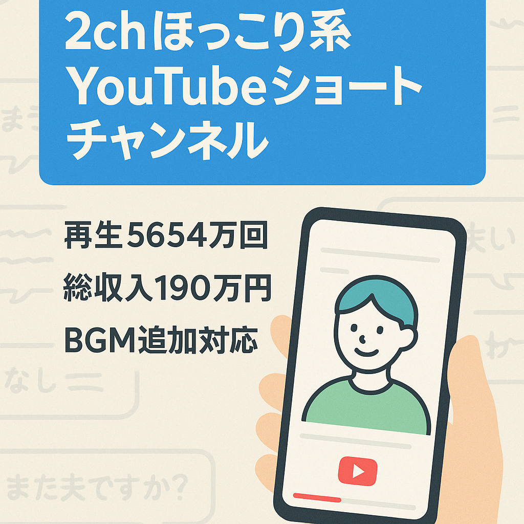 【収益化済/高品質！】登録者3.3万人超え！2023年10月に最高月収約33万円！2chほっこり系YouTubeショート動画チャンネル
