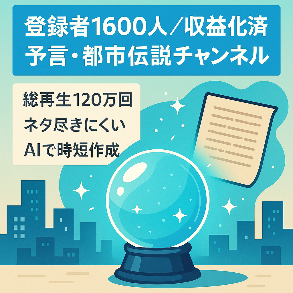 【登録者1600人以上・収益化済】予言・都市伝説チャンネル