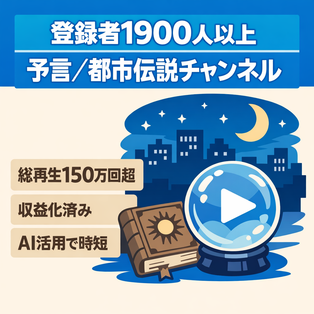 【登録者1900人以上・収益化済】予言・都市伝説チャンネル
