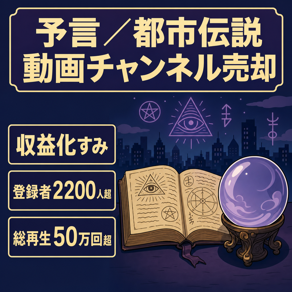 【収益化済み】【1万円越え・登録者2200人以上】予言・都市伝説チャンネル