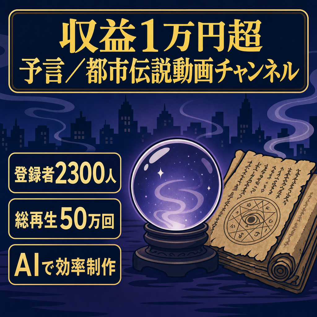 【収益化済み】【1万円越え・登録者2300人以上】予言・都市伝説チャンネル