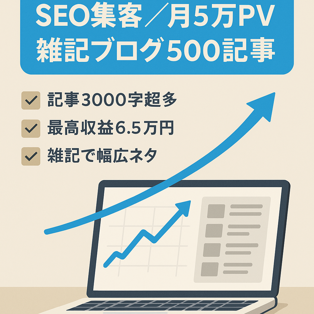 【記事数500以上】SEO集客のみで月間5万PV以上の雑記ブログ