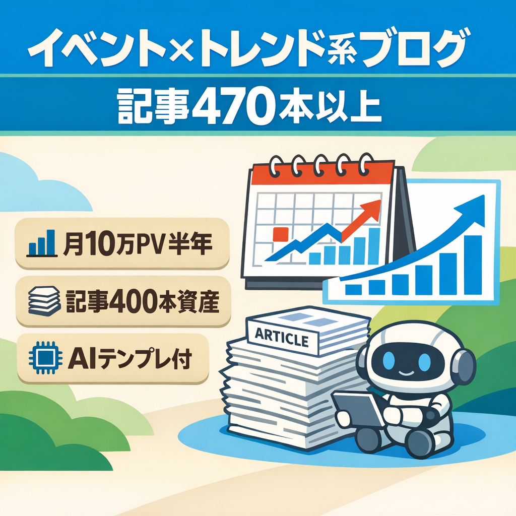 【記事470本以上】10万PV超の実績あり・イベント×トレンド系ブログ｜AI活用プロンプト付き