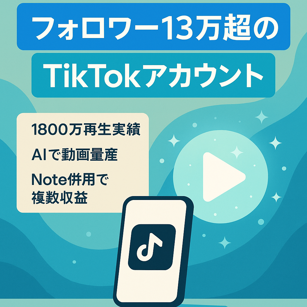 【ポケモン×AIでフォロワー13万人超・1動画で1800万再生実績】TikTok＋Noteで稼ぐ属人性なしのTikTokアカウント