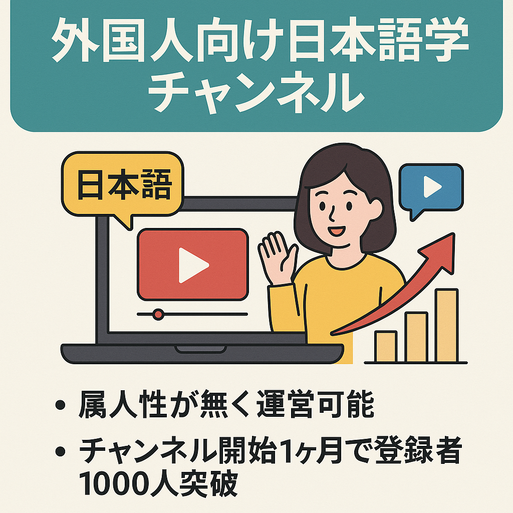 【登録者1600人】開始1ヶ月で登録者1000人超え ! 外国人向け日本語学習チャンネル【属人性なし | 全外注も可】