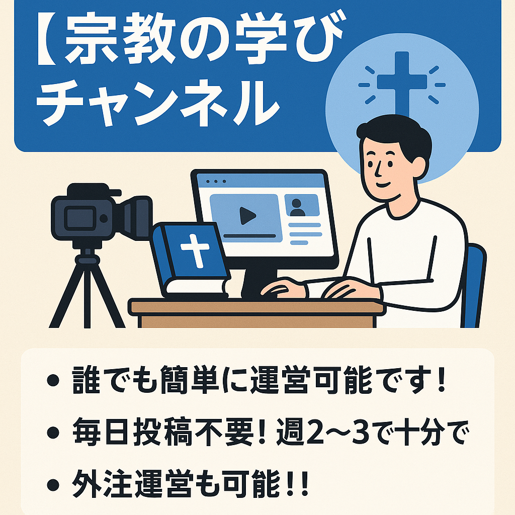 【大チャンス】最高収益20万越え！宗教の学びチャンネル、初心者歓迎、動画作成マニュアル付き、毎日投稿不要、即決限定値下げ可！