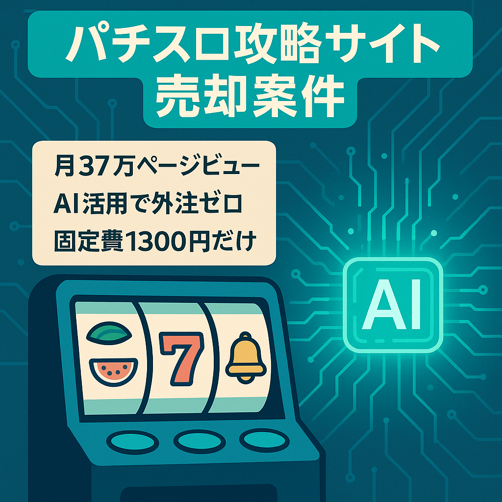【月間37万PV・直近月利8.9万円】AI活用・低コスト運営のパチスロ攻略サイト