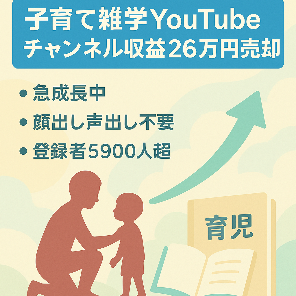 【即売却希望】現在急成長中の子育て雑学YouTubeチャンネル！【10月収益は26万円見込み】