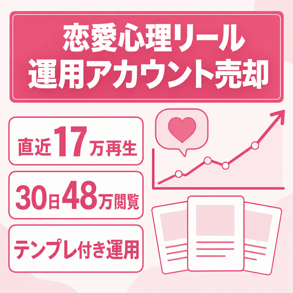 【恋愛ジャンル】30日48万閲覧・17万再生実績｜バズ投稿複数｜運営引継ぎ可能