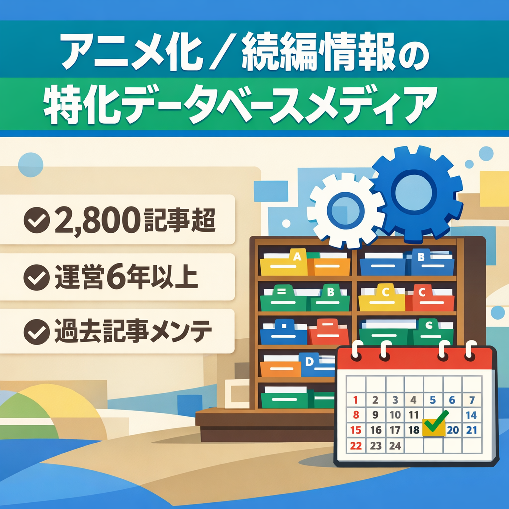 【2,800記事超】アニメ化最新情報の特化データベースメディア｜6年以上の長期運営実績
