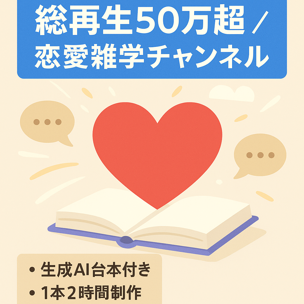 【制作時間1本2時間/総再生数50万超え】恋愛系の雑学チャンネル【外注引継ぎ可/GPTs渡します】