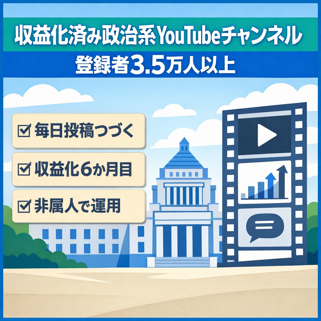 【収益化済み】YouTubeチャンネル登録者数3.5万人以上「政治系」YouTubeショート動画