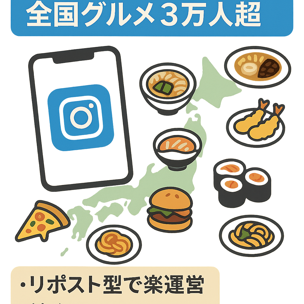 Instagram3万人超の属人性なし全国グルメ特化メディア【マニュアルも譲渡】【リポスト運用】