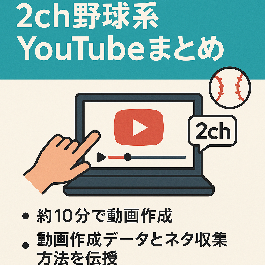 【1ヶ月で収益化達成済・完全外注可】2ch野球系YouTubeまとめ