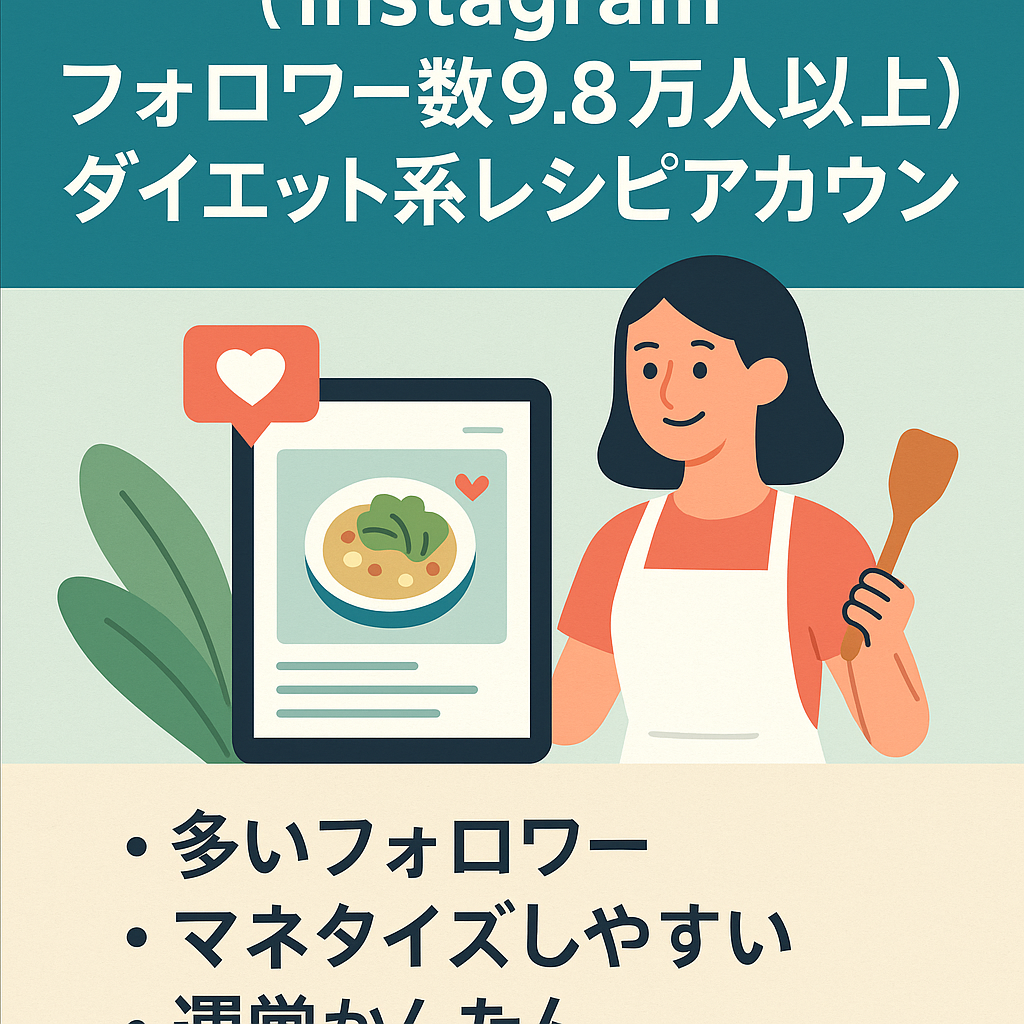 【Instagram フォロワー数9.8万人以上】ダイエット系料理レシピ・暮らしライフハックアカウント／オリジナル＋リポスト運用
